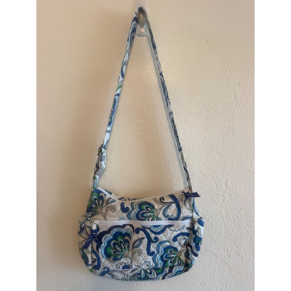 Vera Bradley Mediterranean Blue Quilted Cotton Crossbody Bag Paisley Purse